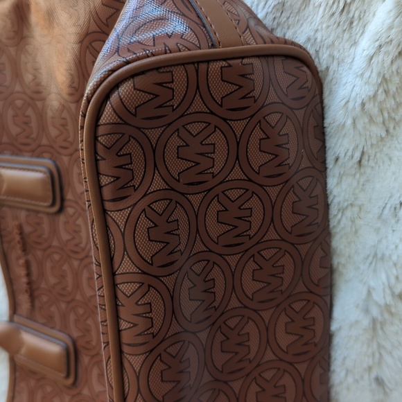Michael Kors Luggage Brown Jodie Small Logo Jacquard Tote Bag Recycled Purse - Picture 5 of 11
